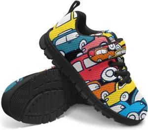 Boys Girls Running Shoes Slip On Single Buckle Kids Sneakers Mesh Tennis Shoes Lightweight Breathable for Athletic Gym School Sport Black Sole