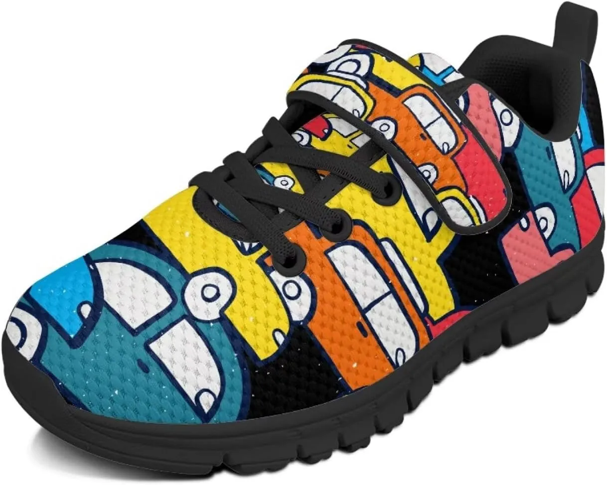 Boys Girls Running Shoes Slip On Single Buckle Kids Sneakers Mesh Tennis Shoes Lightweight Breathable for Athletic Gym School Sport Black Sole