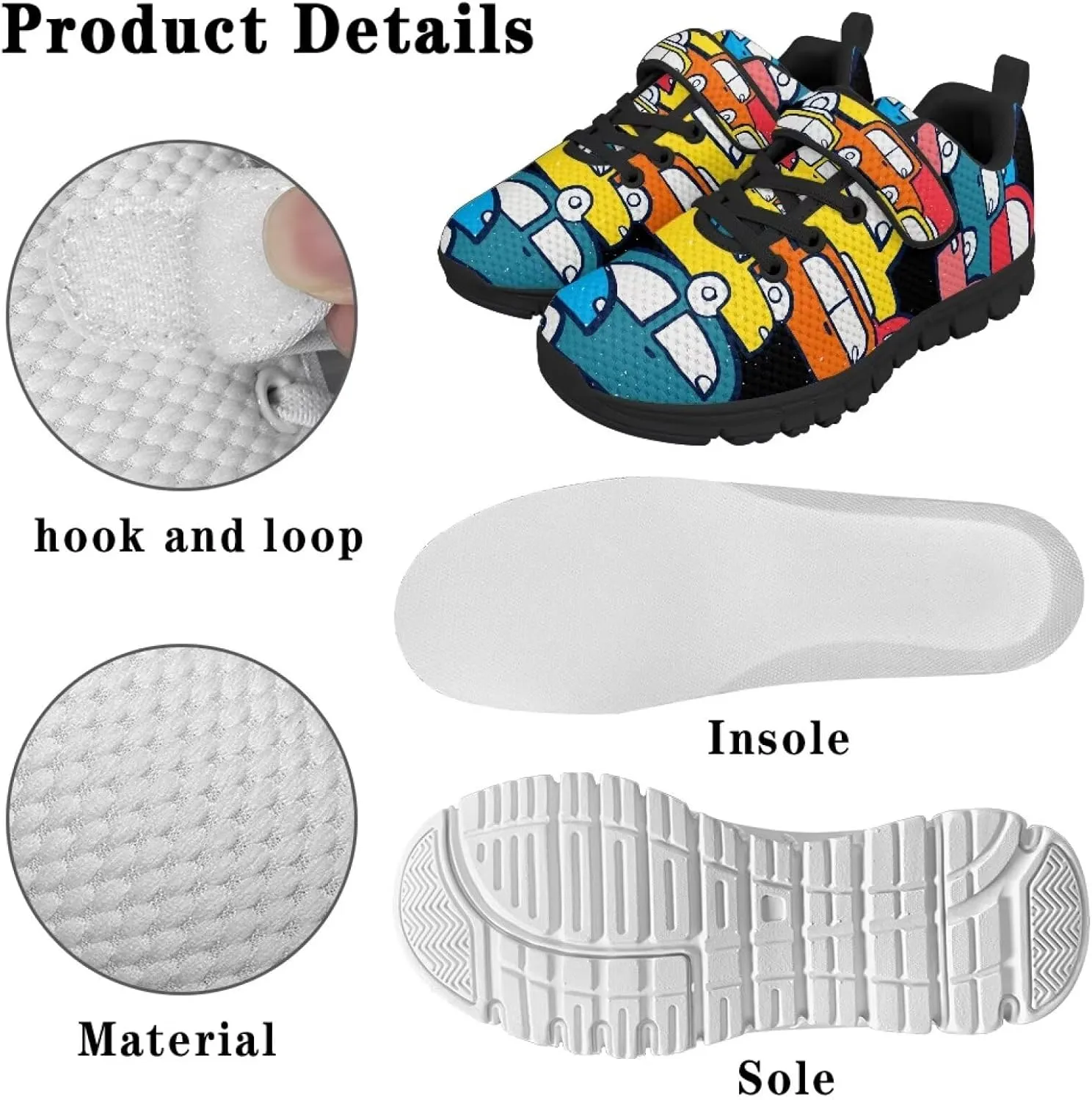 Boys Girls Running Shoes Slip On Single Buckle Kids Sneakers Mesh Tennis Shoes Lightweight Breathable for Athletic Gym School Sport Black Sole