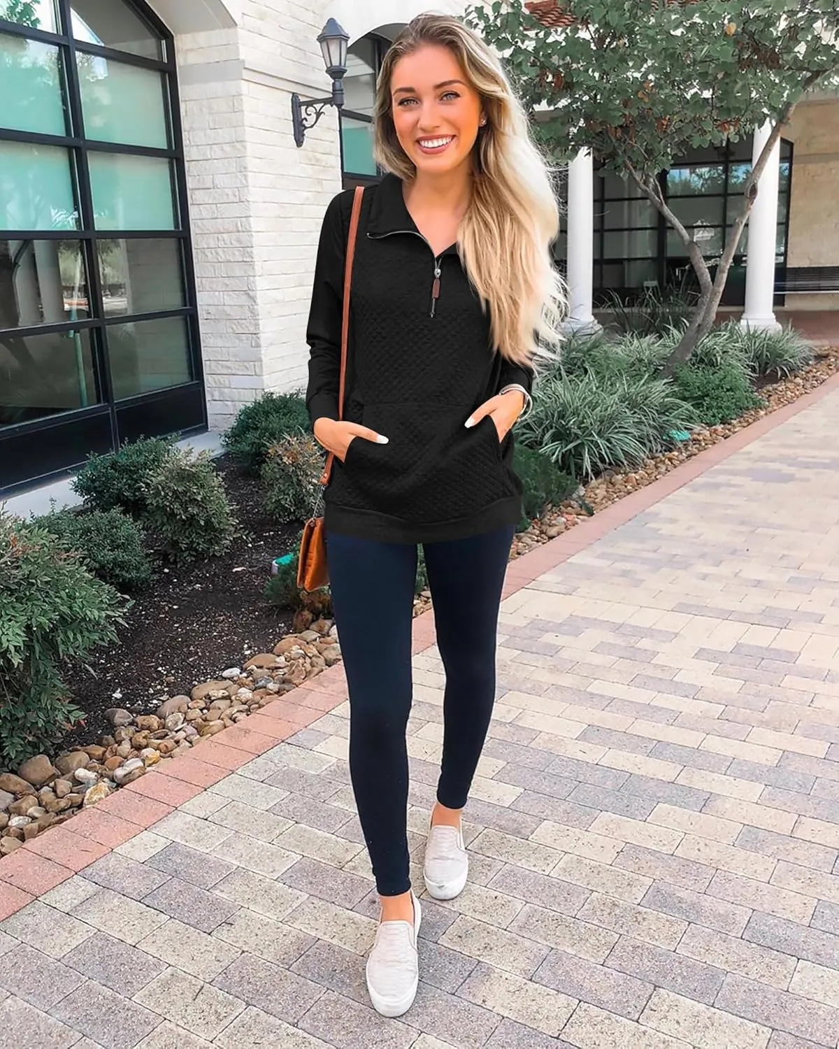 BTFBM Women Fashion Quilted Pattern Lightweight Zipper Long Sleeve Plain Casual Ladies Sweatshirts Pullovers Shirts Tops