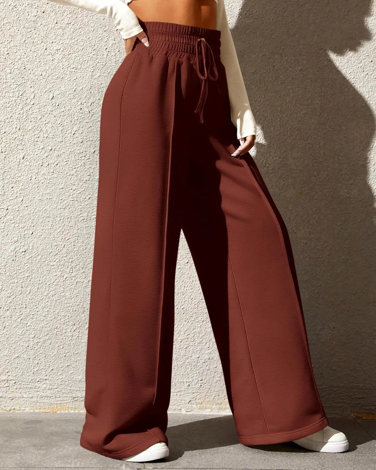 BTFBM Womens Wide Leg Sweatpants Casual Loose Solid Color Pants Comfy Lounge Joggers Baggy Sweatpants Pockets