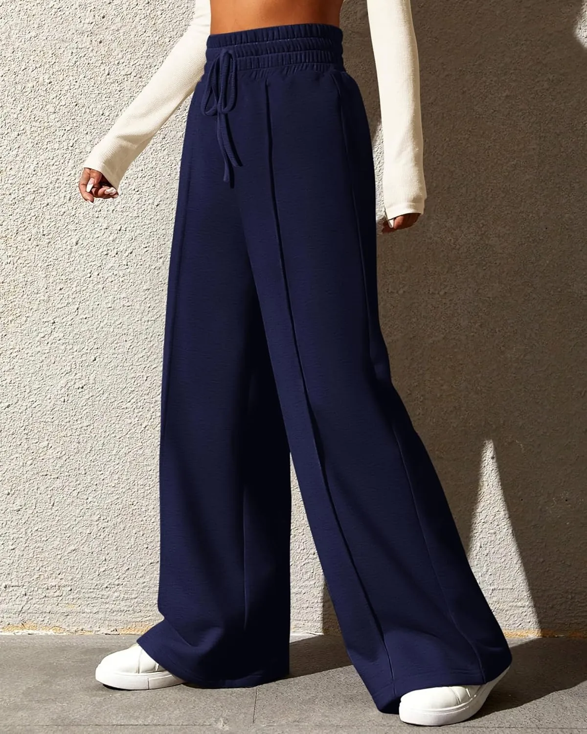 BTFBM Womens Wide Leg Sweatpants Casual Loose Solid Color Pants Comfy Lounge Joggers Baggy Sweatpants Pockets