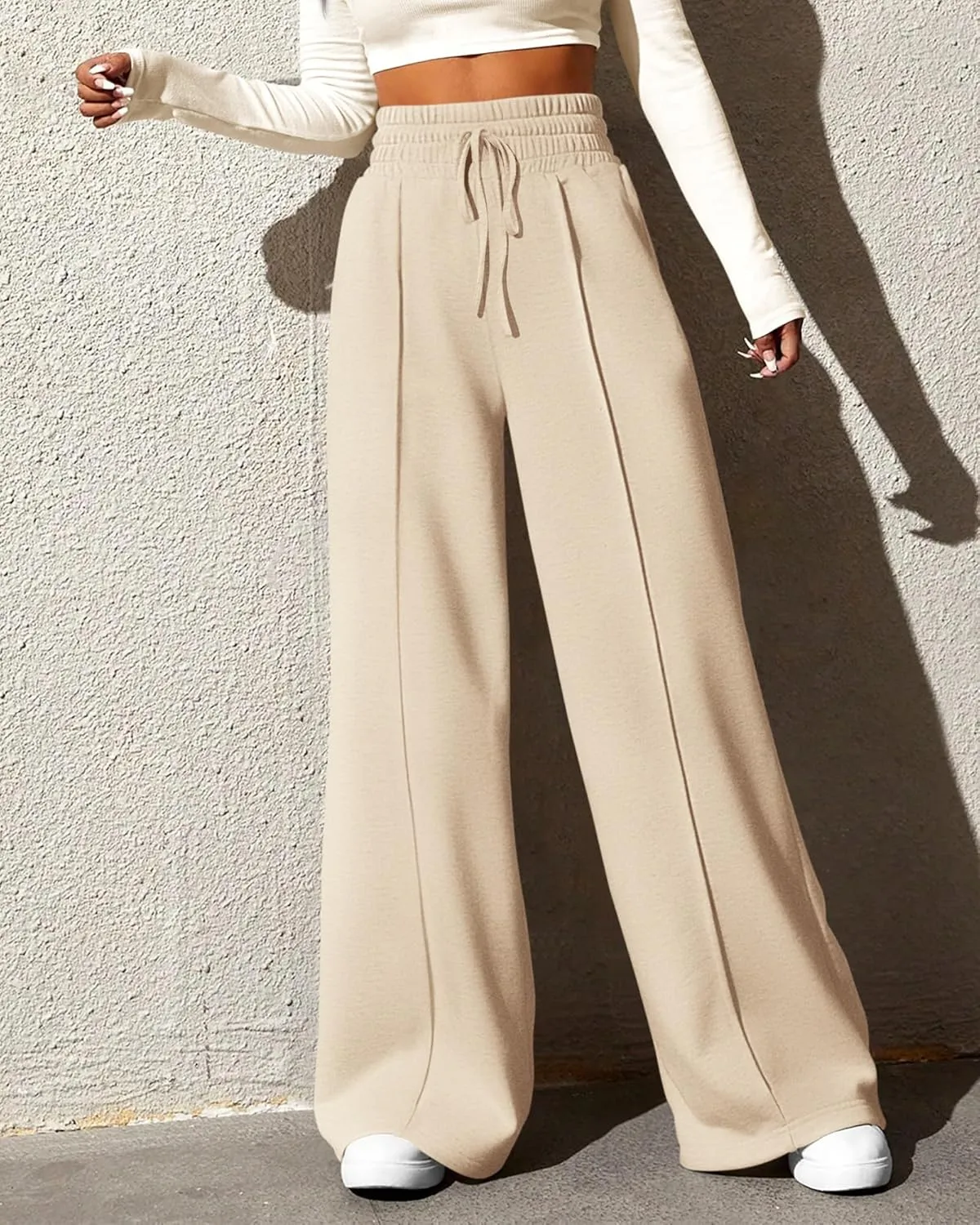 BTFBM Womens Wide Leg Sweatpants Casual Loose Solid Color Pants Comfy Lounge Joggers Baggy Sweatpants Pockets