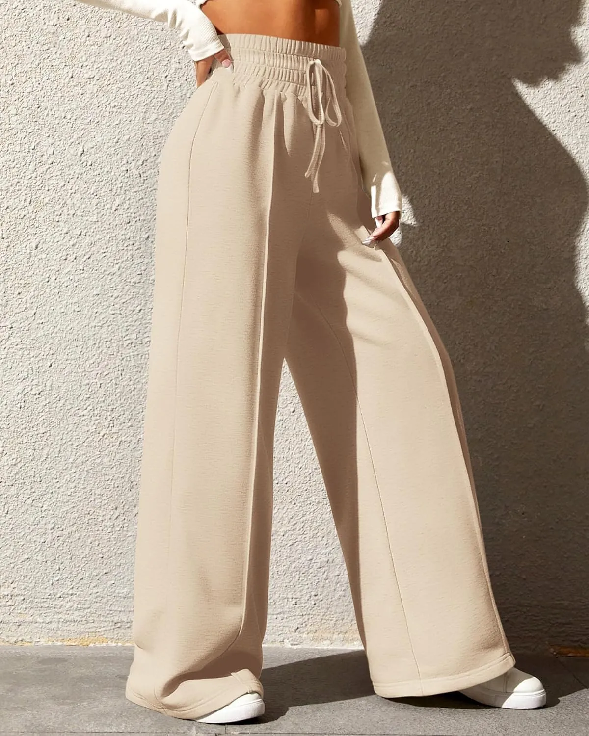 BTFBM Womens Wide Leg Sweatpants Casual Loose Solid Color Pants Comfy Lounge Joggers Baggy Sweatpants Pockets