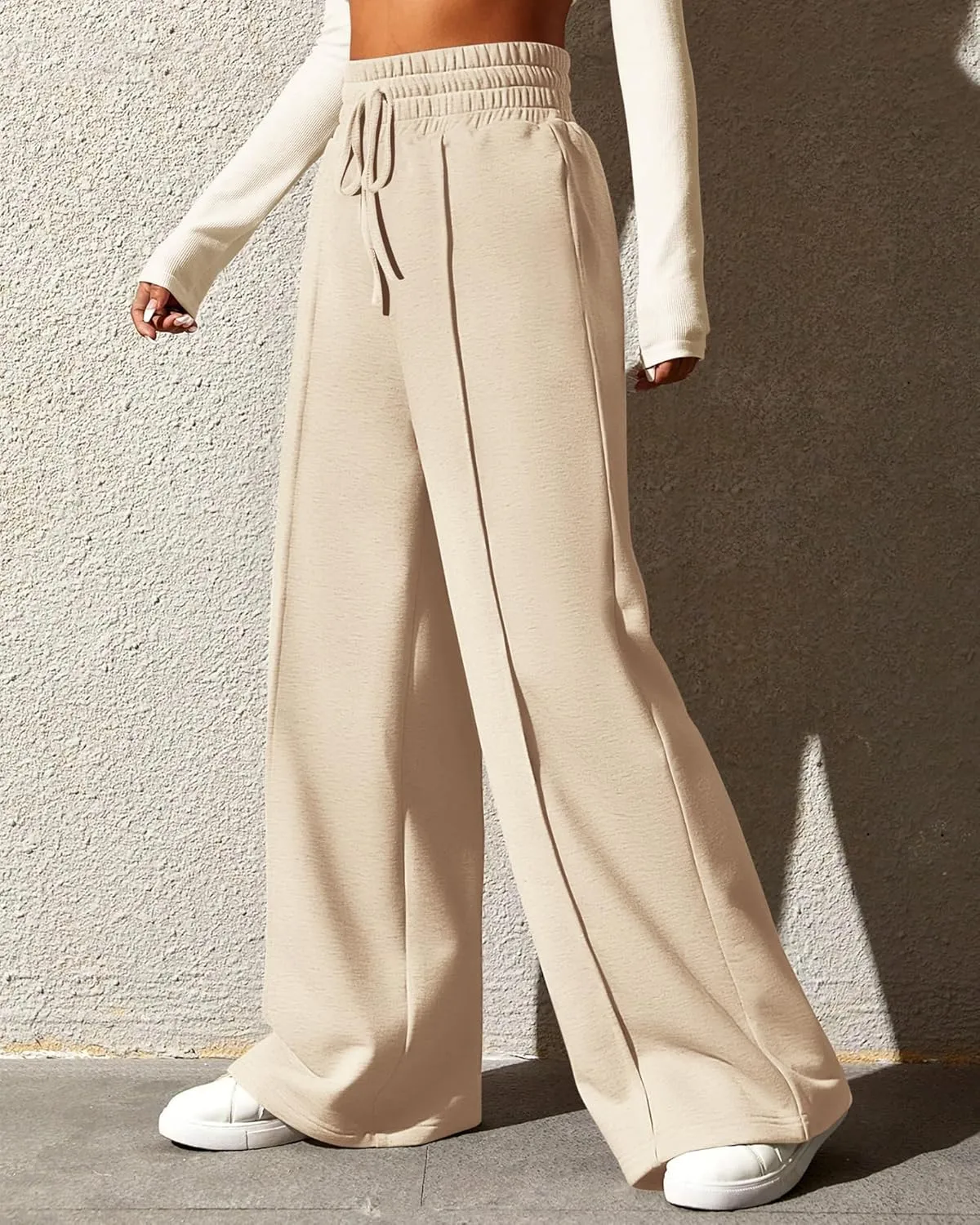 BTFBM Womens Wide Leg Sweatpants Casual Loose Solid Color Pants Comfy Lounge Joggers Baggy Sweatpants Pockets