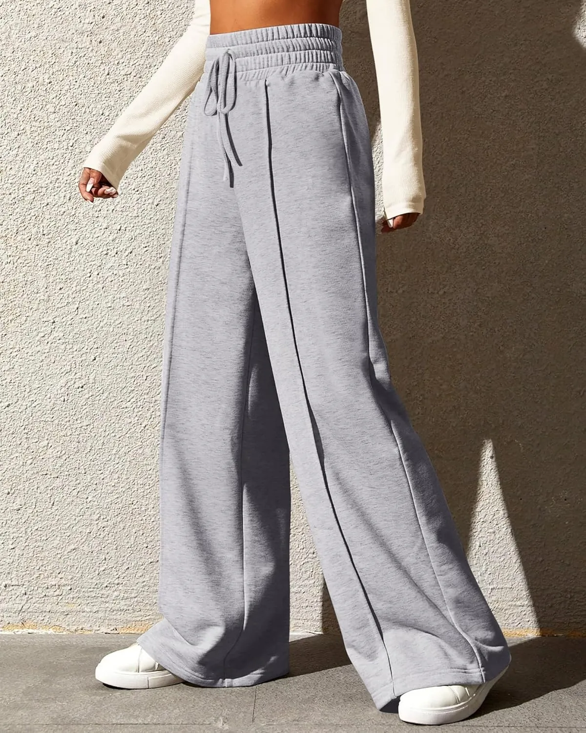 BTFBM Womens Wide Leg Sweatpants Casual Loose Solid Color Pants Comfy Lounge Joggers Baggy Sweatpants Pockets