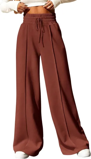 BTFBM Womens Wide Leg Sweatpants Casual Loose Solid Color Pants Comfy Lounge Joggers Baggy Sweatpants Pockets