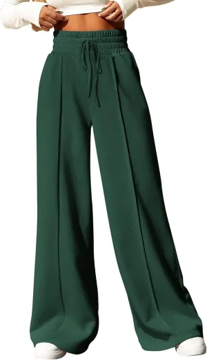 BTFBM Womens Wide Leg Sweatpants Casual Loose Solid Color Pants Comfy Lounge Joggers Baggy Sweatpants Pockets