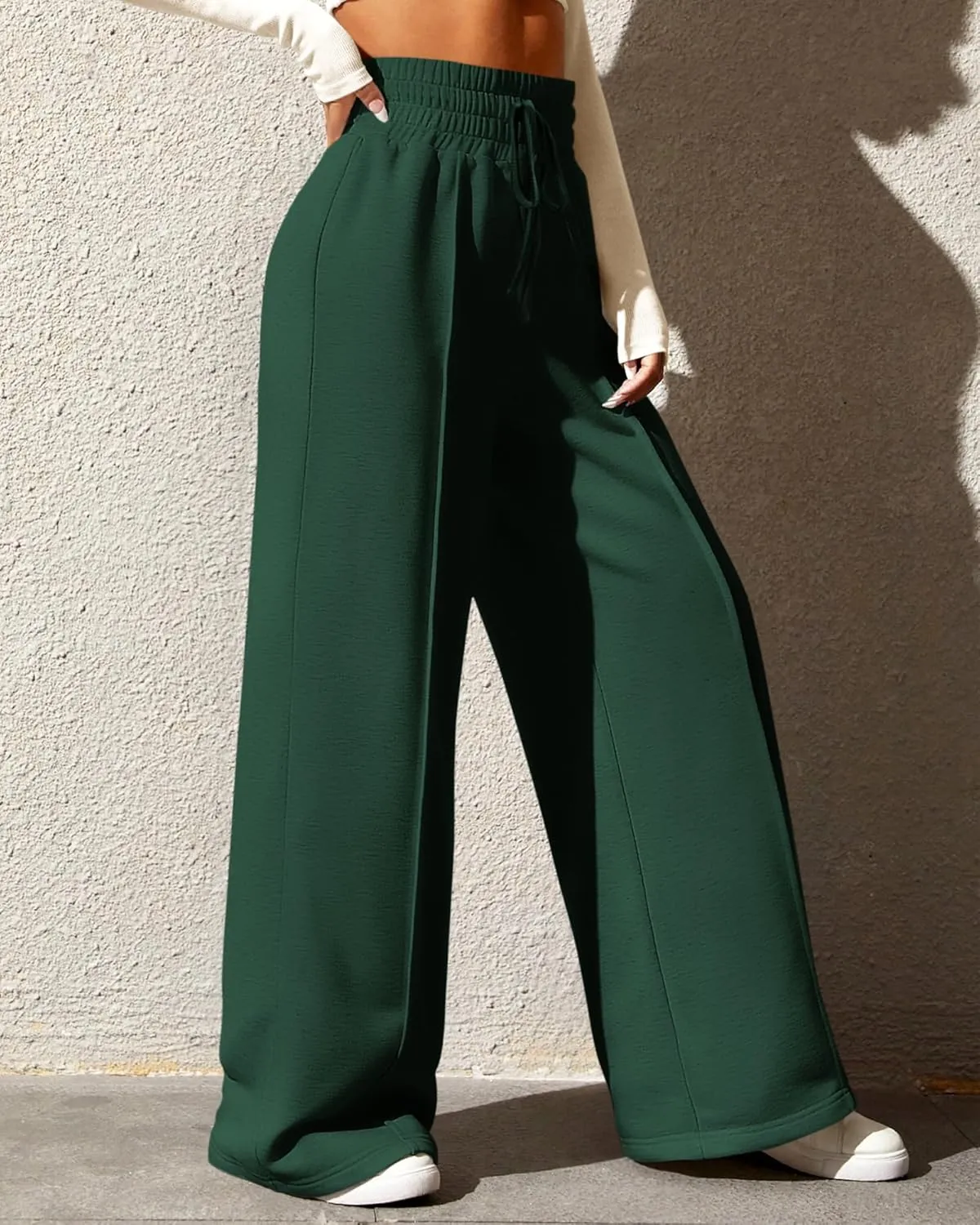 BTFBM Womens Wide Leg Sweatpants Casual Loose Solid Color Pants Comfy Lounge Joggers Baggy Sweatpants Pockets
