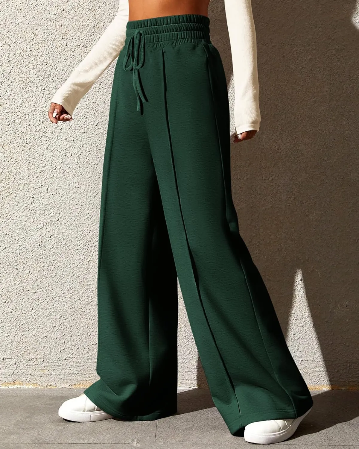 BTFBM Womens Wide Leg Sweatpants Casual Loose Solid Color Pants Comfy Lounge Joggers Baggy Sweatpants Pockets