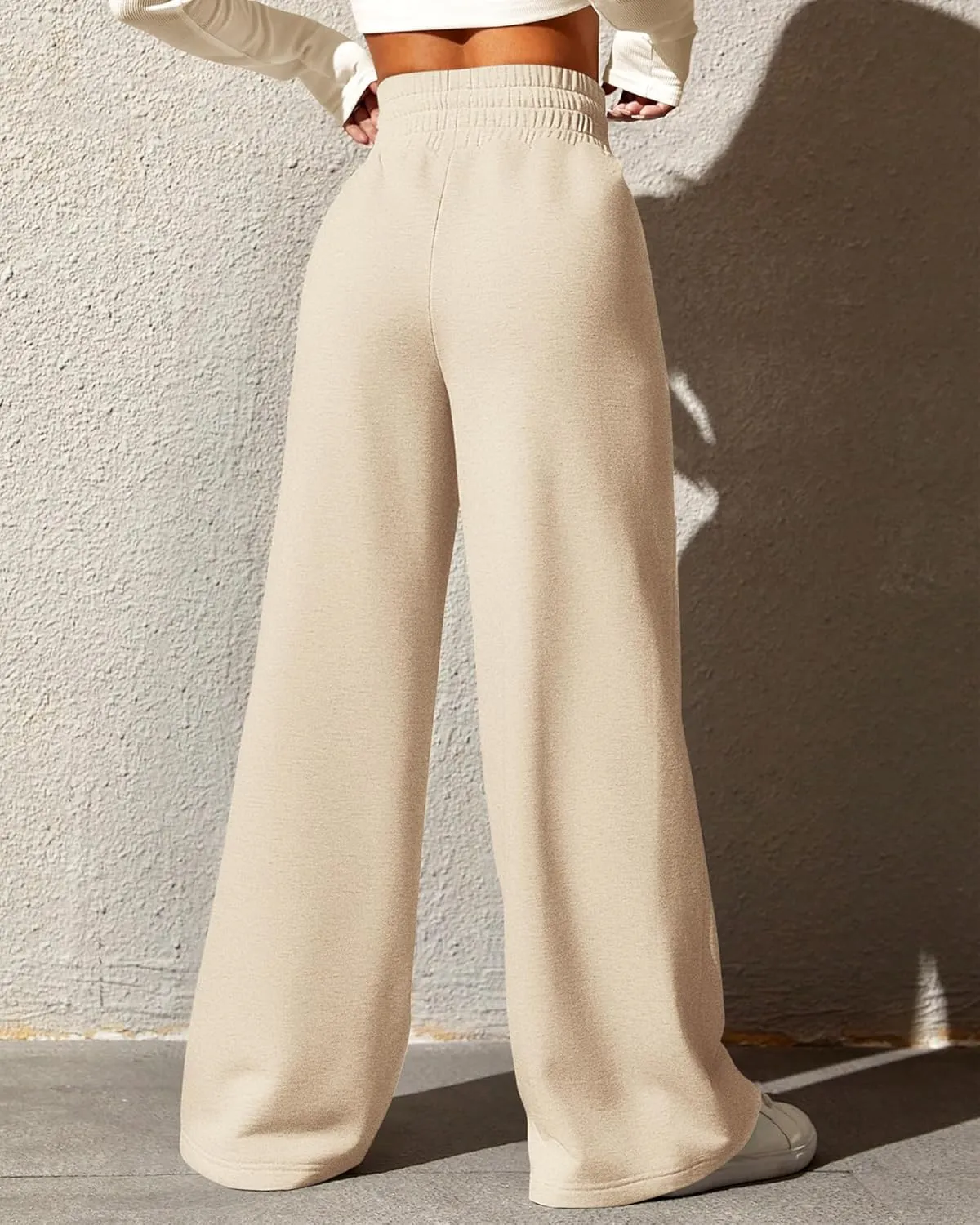 BTFBM Womens Wide Leg Sweatpants Casual Loose Solid Color Pants Comfy Lounge Joggers Baggy Sweatpants Pockets
