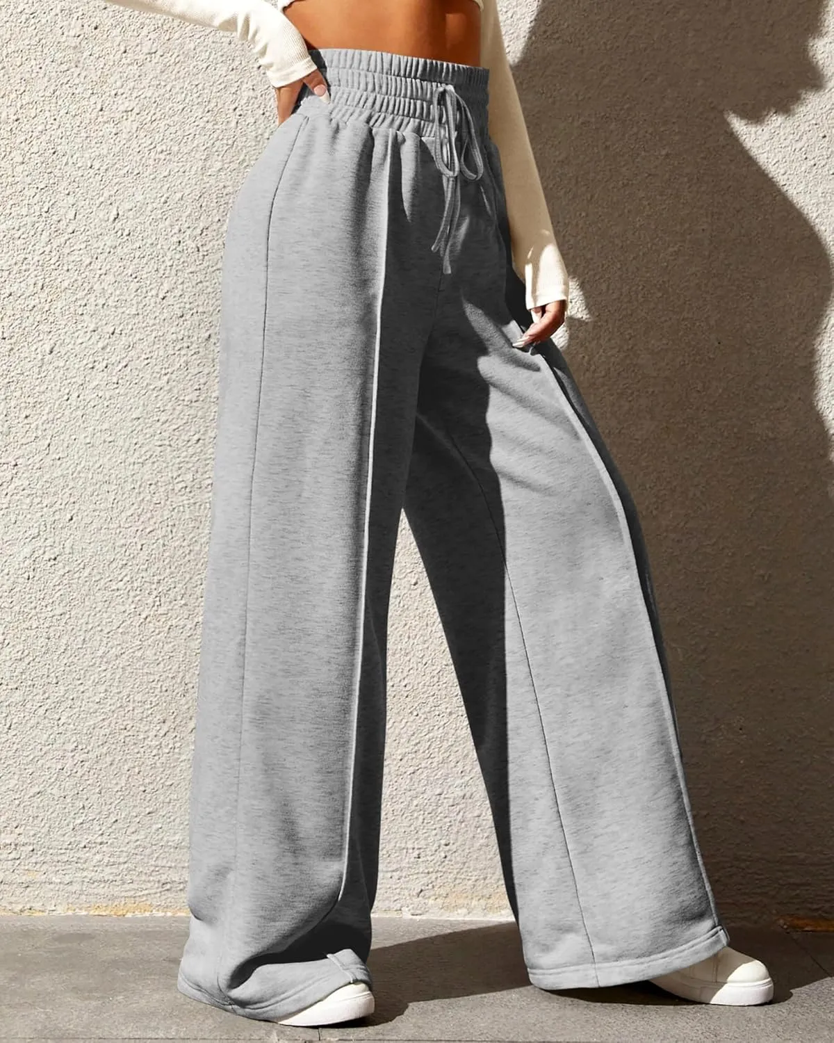 BTFBM Womens Wide Leg Sweatpants Casual Loose Solid Color Pants Comfy Lounge Joggers Baggy Sweatpants Pockets
