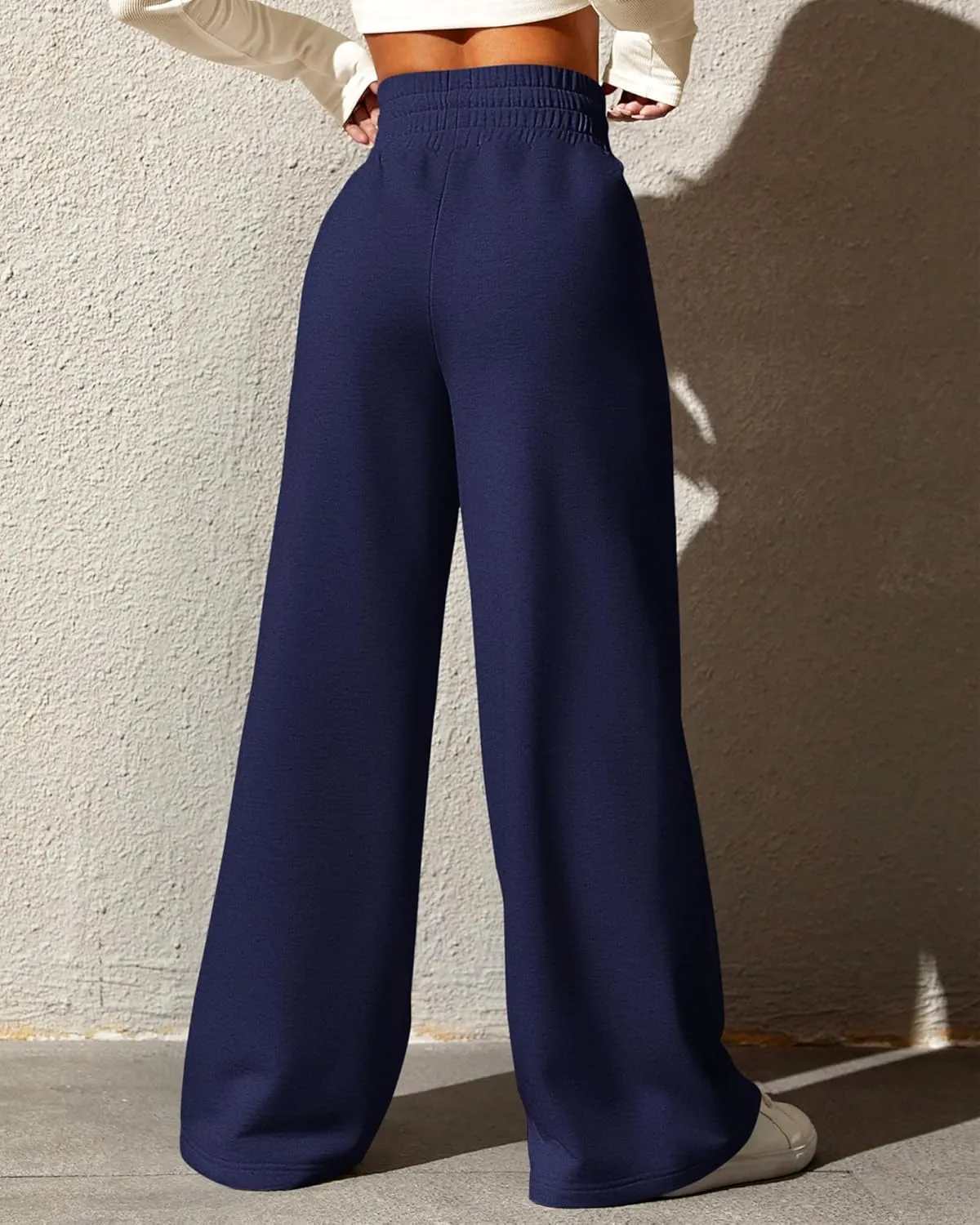BTFBM Womens Wide Leg Sweatpants Casual Loose Solid Color Pants Comfy Lounge Joggers Baggy Sweatpants Pockets