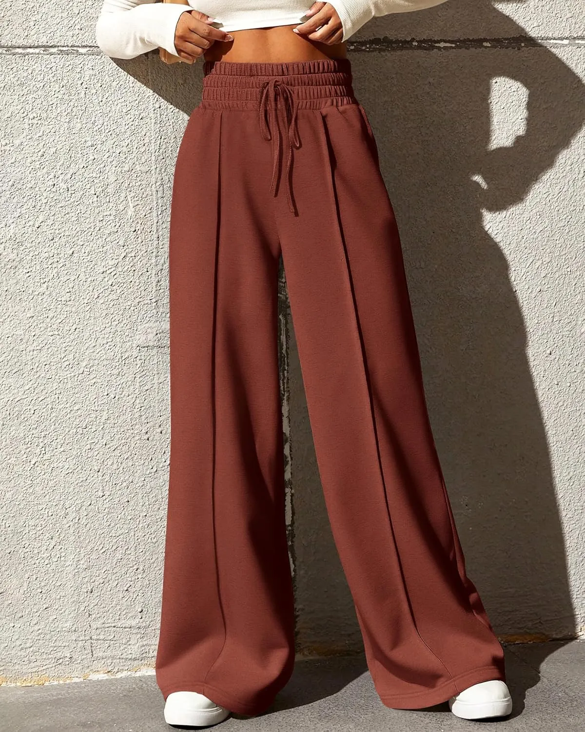 BTFBM Womens Wide Leg Sweatpants Casual Loose Solid Color Pants Comfy Lounge Joggers Baggy Sweatpants Pockets