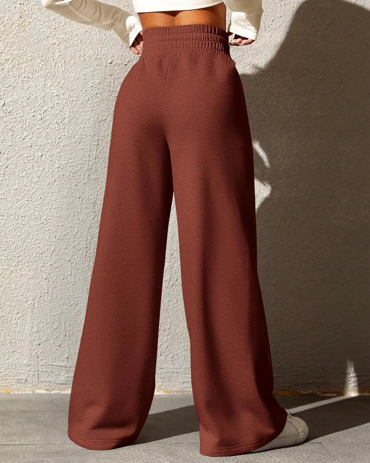 BTFBM Womens Wide Leg Sweatpants Casual Loose Solid Color Pants Comfy Lounge Joggers Baggy Sweatpants Pockets