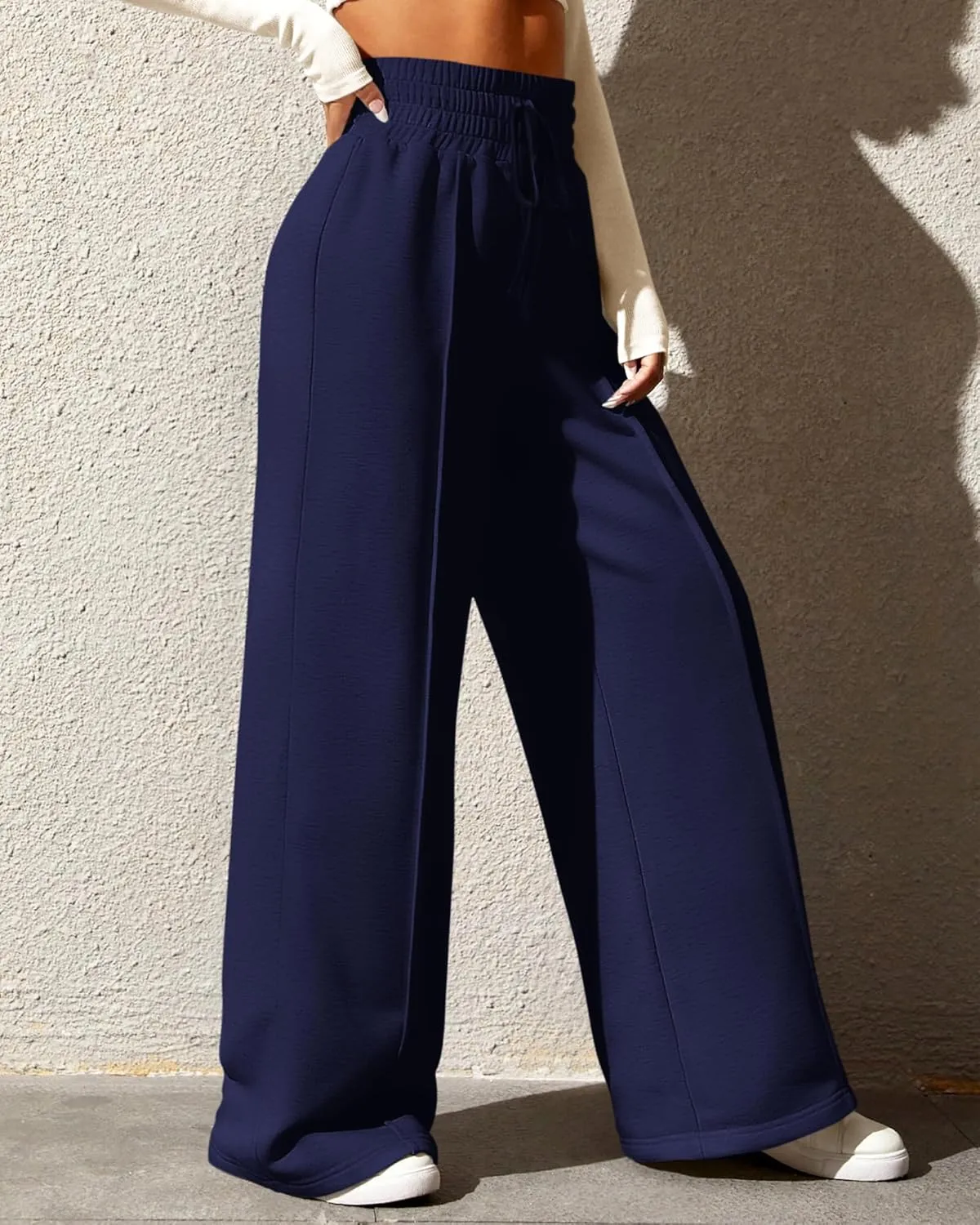 BTFBM Womens Wide Leg Sweatpants Casual Loose Solid Color Pants Comfy Lounge Joggers Baggy Sweatpants Pockets