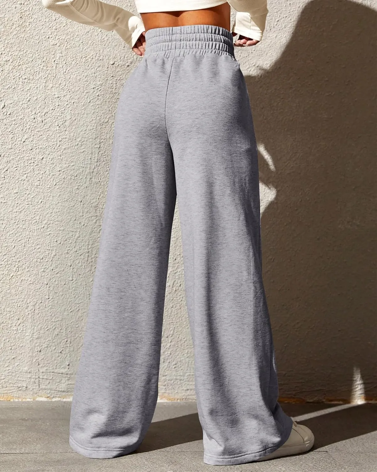 BTFBM Womens Wide Leg Sweatpants Casual Loose Solid Color Pants Comfy Lounge Joggers Baggy Sweatpants Pockets