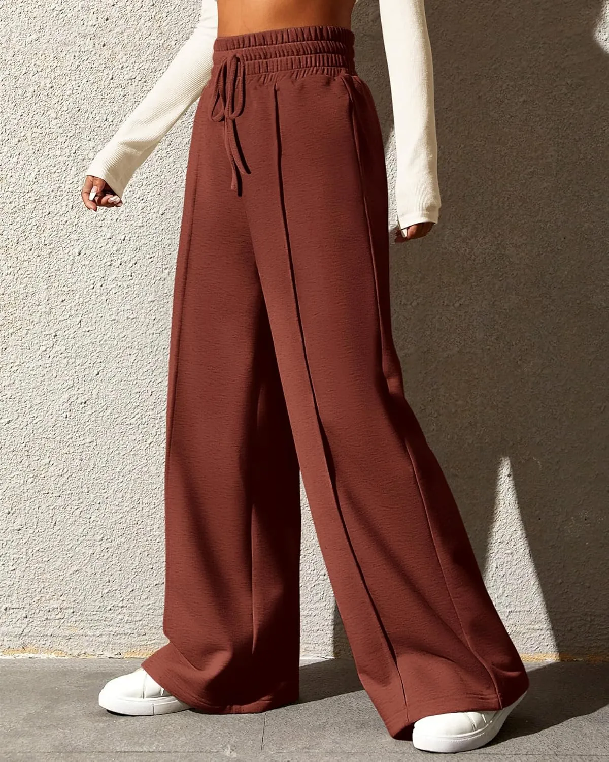 BTFBM Womens Wide Leg Sweatpants Casual Loose Solid Color Pants Comfy Lounge Joggers Baggy Sweatpants Pockets