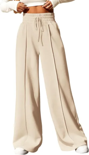 BTFBM Womens Wide Leg Sweatpants Casual Loose Solid Color Pants Comfy Lounge Joggers Baggy Sweatpants Pockets