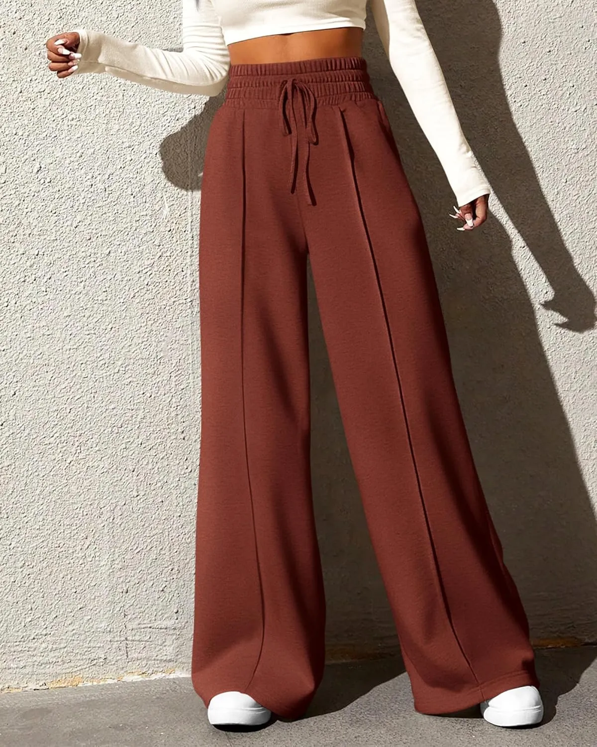 BTFBM Womens Wide Leg Sweatpants Casual Loose Solid Color Pants Comfy Lounge Joggers Baggy Sweatpants Pockets
