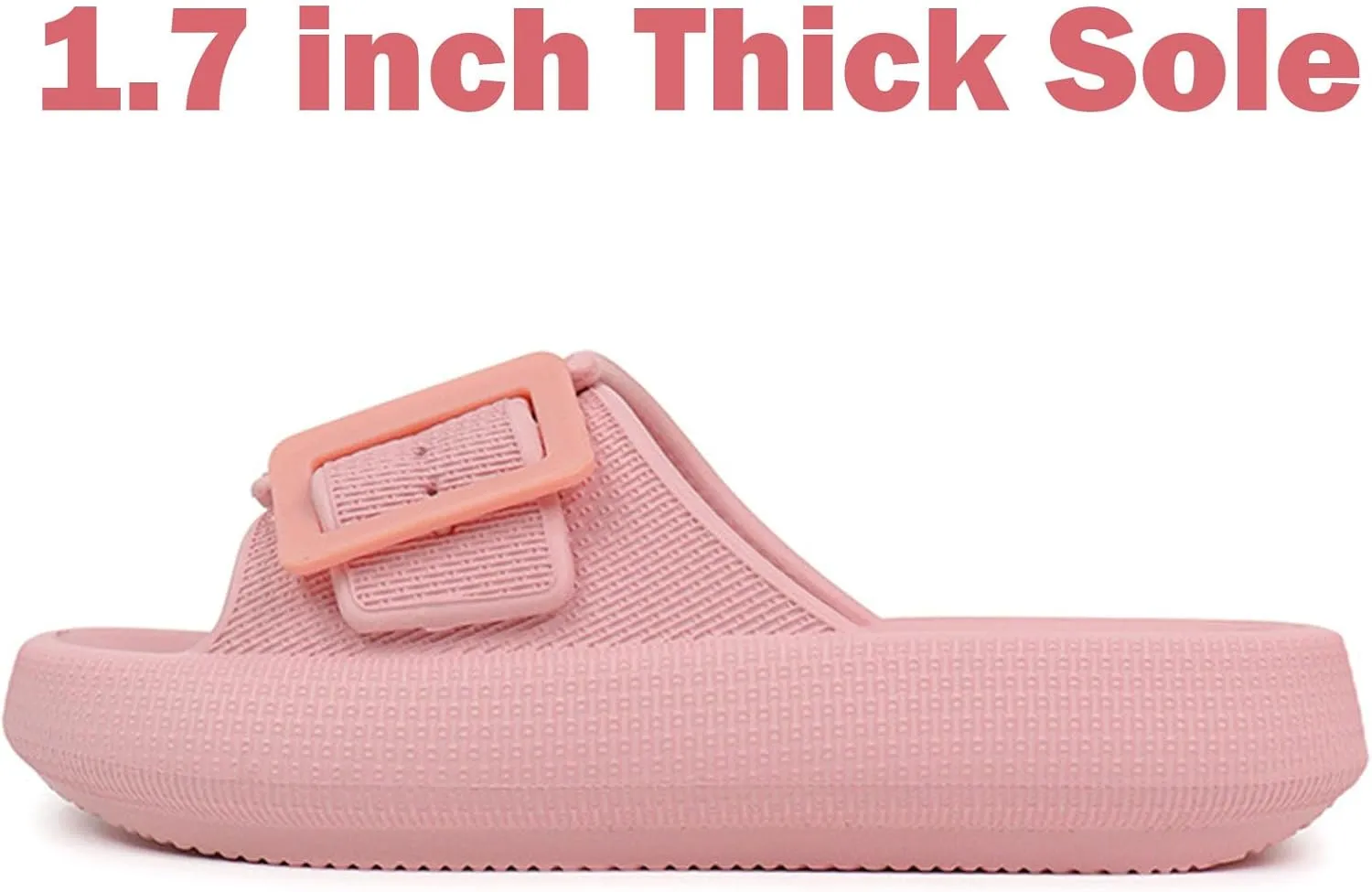 Buckle Rubber Arch Support Pillow Slippers Comfy Cloud Slippers Thick Sole EVA Soft Cushion Slides Open Toe Quick Drying Spa Bath Pool House Casual Shower Sandals Indoor Outdoor,Black 35-36