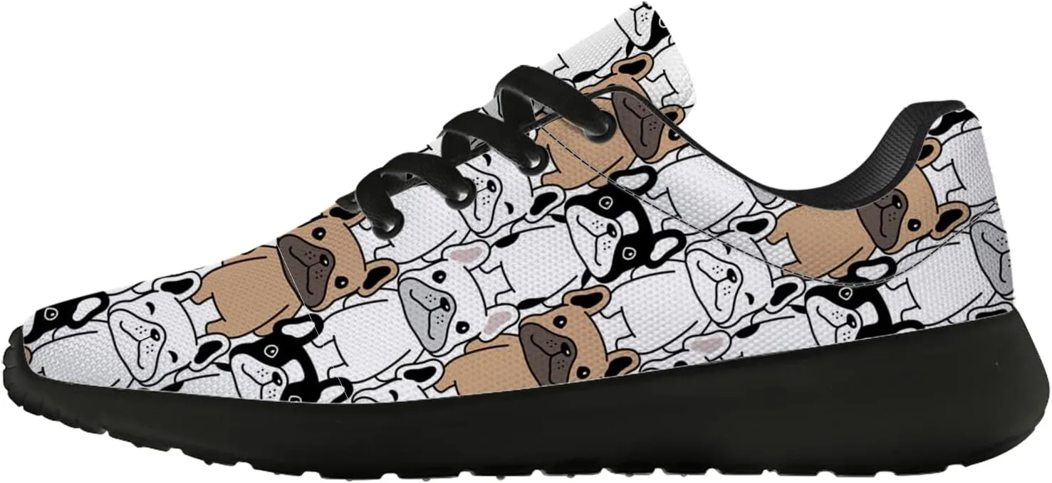 Bulldog Pattern Shoes Womens Mens Trail Running Shoes Tennis Walking Sneakers Lightweight Non-Slip Golf Shoes Gifts for Girls Boys