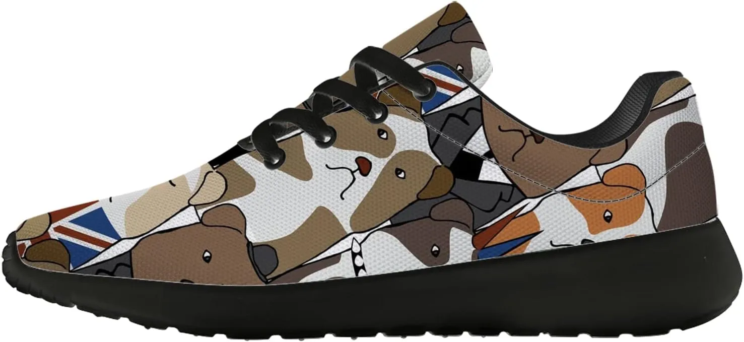 Bulldog Pattern Shoes Womens Mens Trail Running Shoes Tennis Walking Sneakers Lightweight Non-Slip Golf Shoes Gifts for Girls Boys