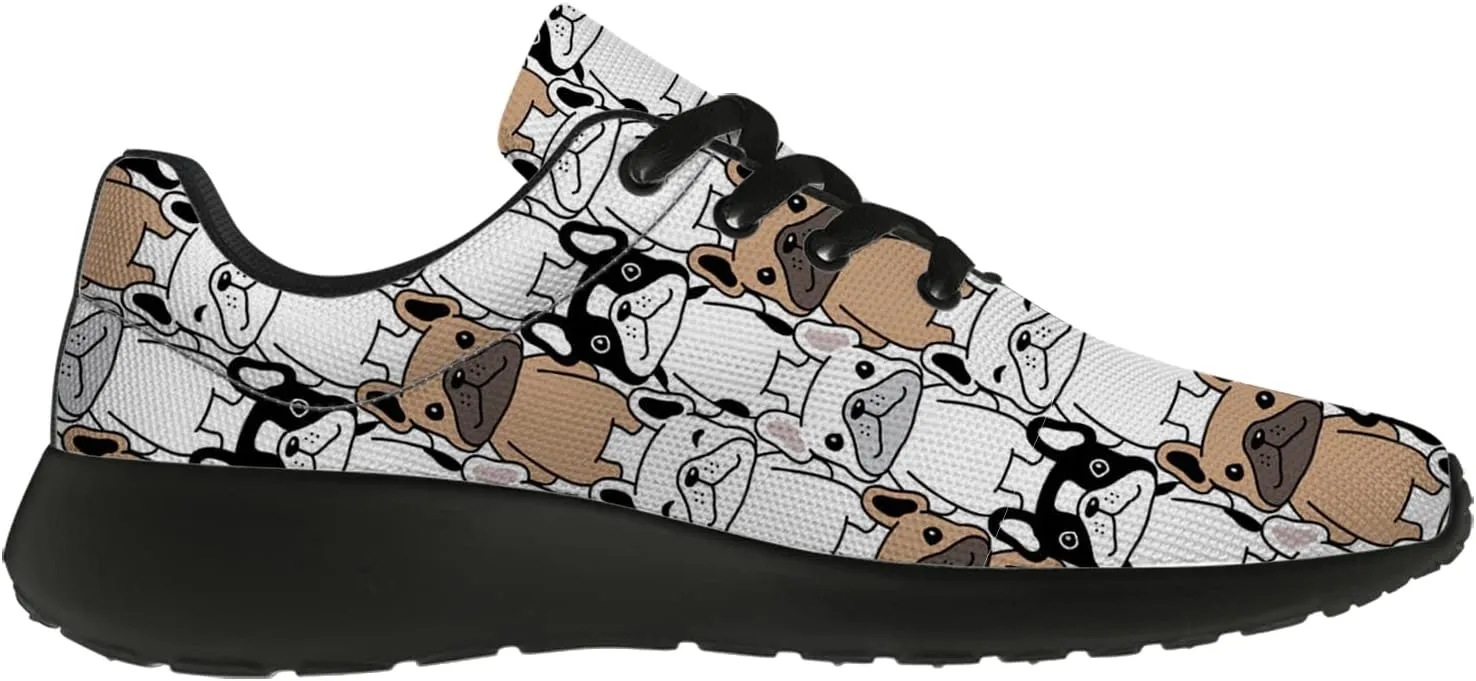 Bulldog Pattern Shoes Womens Mens Trail Running Shoes Tennis Walking Sneakers Lightweight Non-Slip Golf Shoes Gifts for Girls Boys