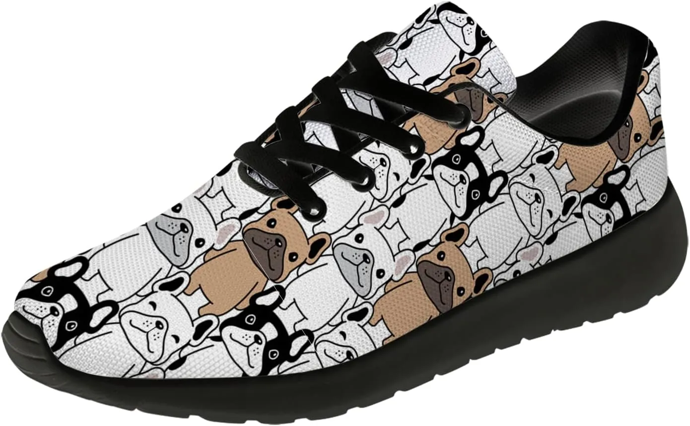 Bulldog Pattern Shoes Womens Mens Trail Running Shoes Tennis Walking Sneakers Lightweight Non-Slip Golf Shoes Gifts for Girls Boys