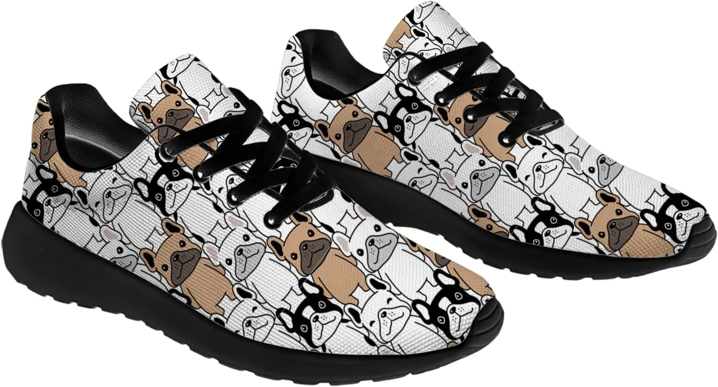 Bulldog Pattern Shoes Womens Mens Trail Running Shoes Tennis Walking Sneakers Lightweight Non-Slip Golf Shoes Gifts for Girls Boys
