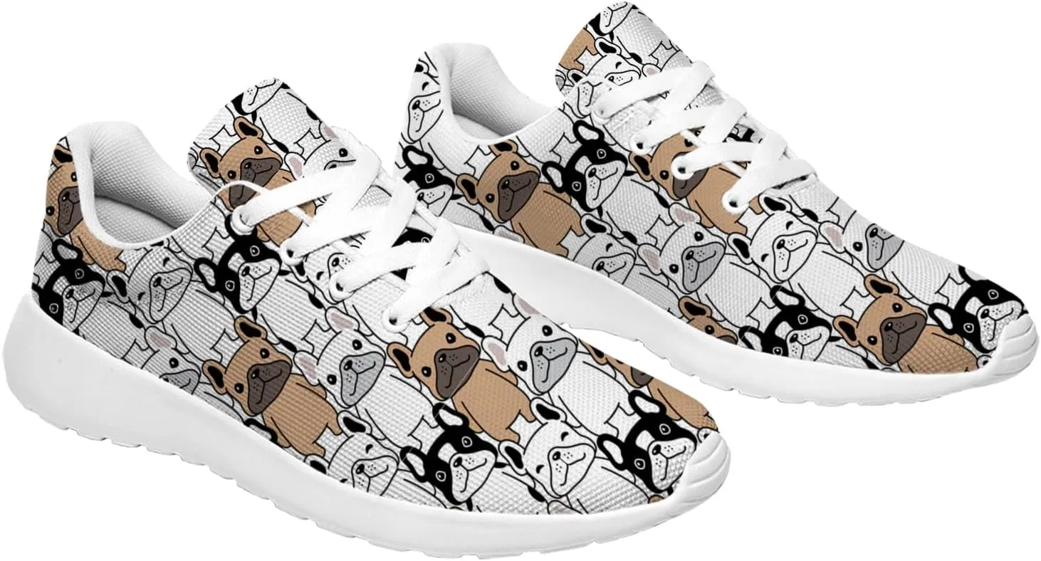 Bulldog Pattern Shoes Womens Mens Trail Running Shoes Tennis Walking Sneakers Lightweight Non-Slip Golf Shoes Gifts for Girls Boys