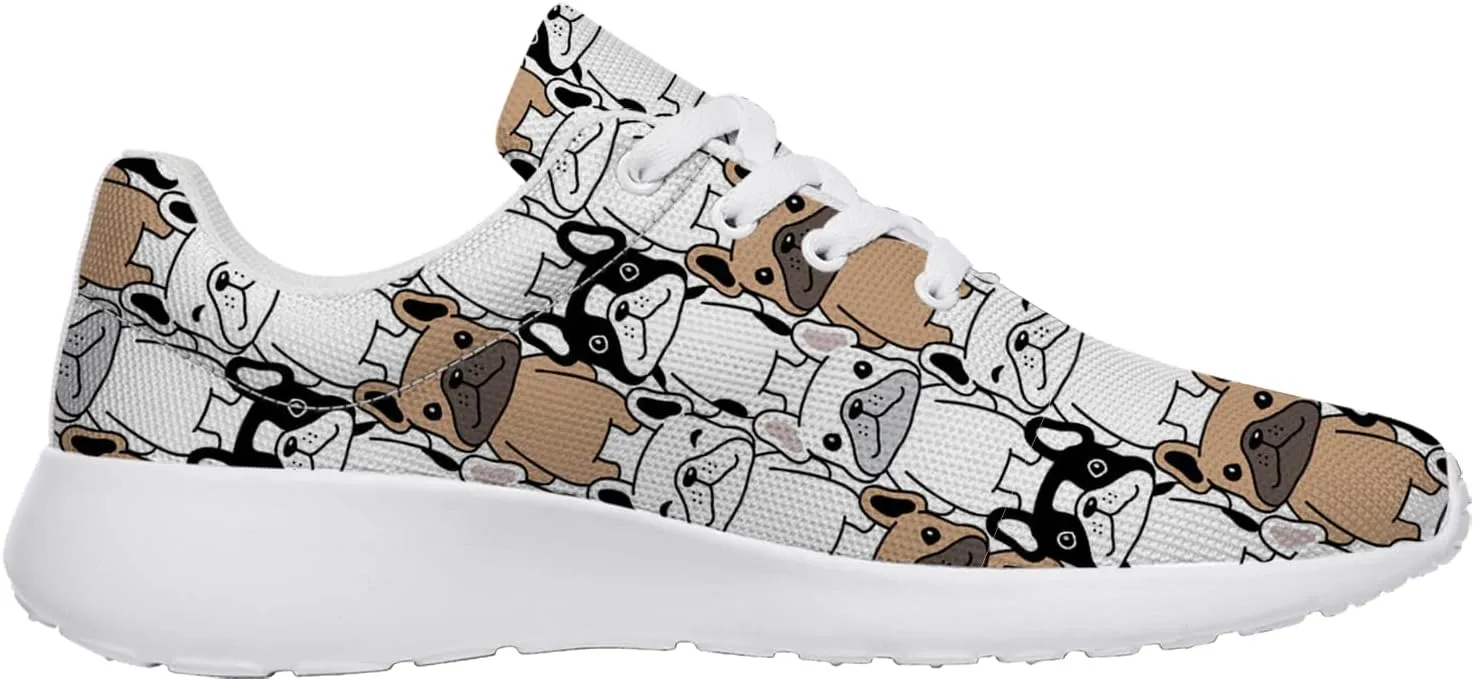 Bulldog Pattern Shoes Womens Mens Trail Running Shoes Tennis Walking Sneakers Lightweight Non-Slip Golf Shoes Gifts for Girls Boys