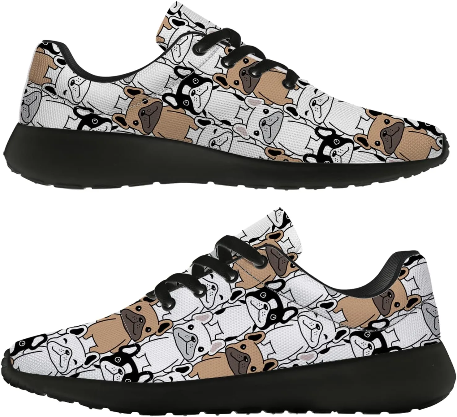 Bulldog Pattern Shoes Womens Mens Trail Running Shoes Tennis Walking Sneakers Lightweight Non-Slip Golf Shoes Gifts for Girls Boys