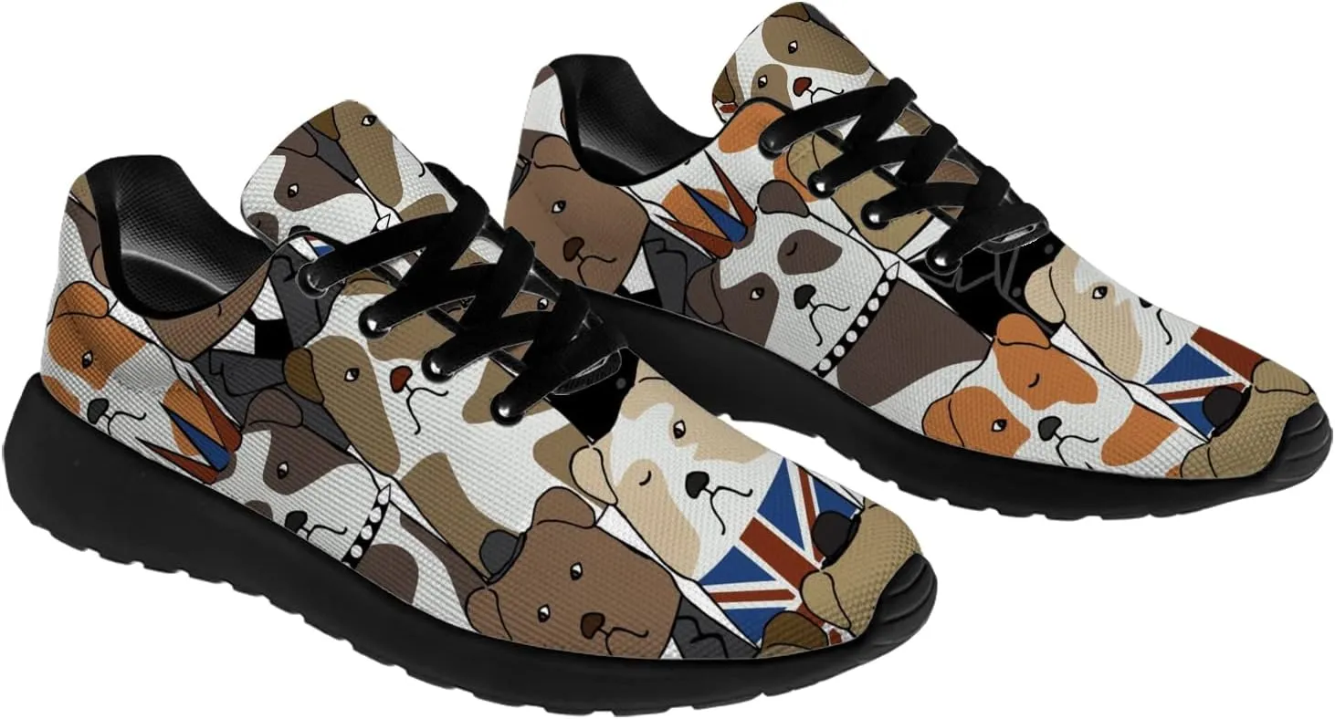Bulldog Pattern Shoes Womens Mens Trail Running Shoes Tennis Walking Sneakers Lightweight Non-Slip Golf Shoes Gifts for Girls Boys