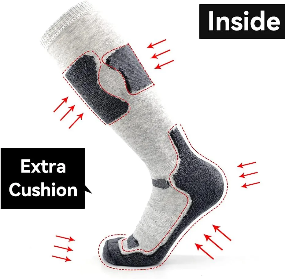 Busy Socks Merino Wool Ski Socks for Men Women, Winter Warm Socks for Skiing, Snowboarding, Outdoor Sports Cold Weather