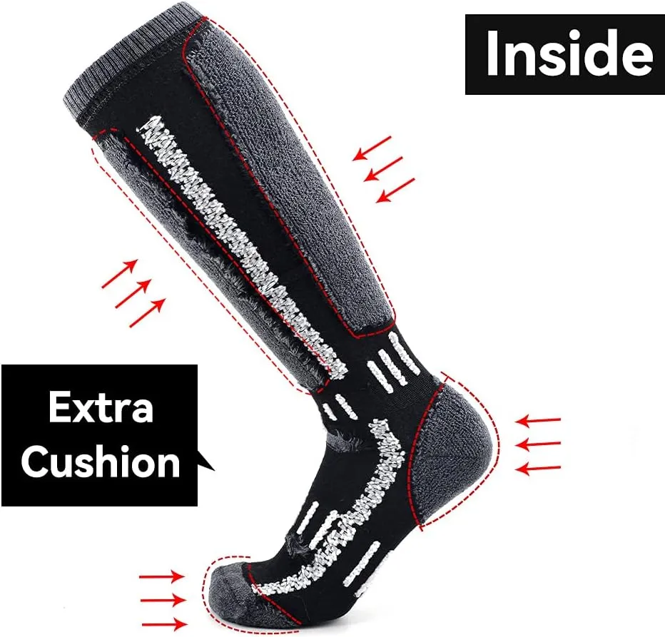 Busy Socks Merino Wool Ski Socks for Men Women, Winter Warm Socks for Skiing, Snowboarding, Outdoor Sports Cold Weather