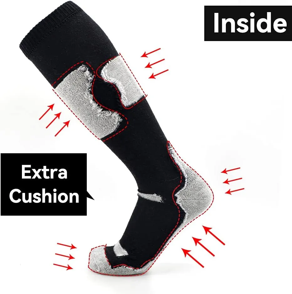 Busy Socks Merino Wool Ski Socks for Men Women, Winter Warm Socks for Skiing, Snowboarding, Outdoor Sports Cold Weather