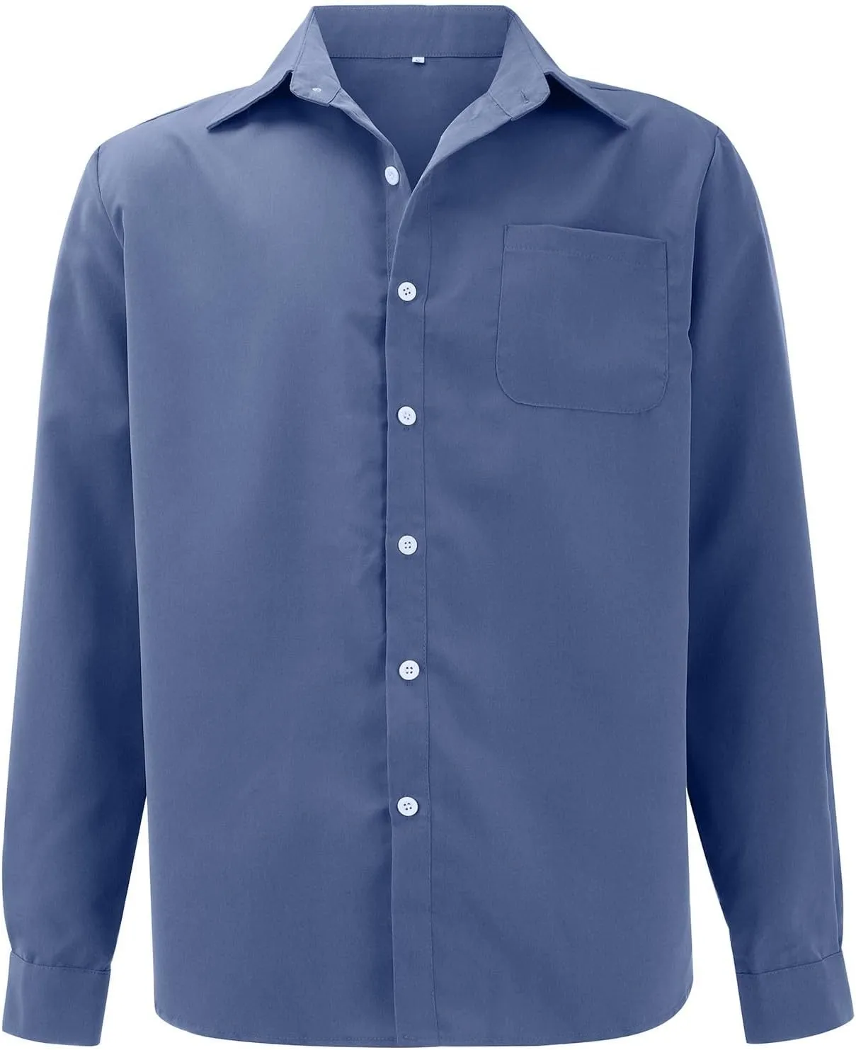 Button Down Shirt for Men Fashion Solid Lapel Long Sleeve Dress Shirts Casual Heavywegiht Untucked Blouse with Pocket