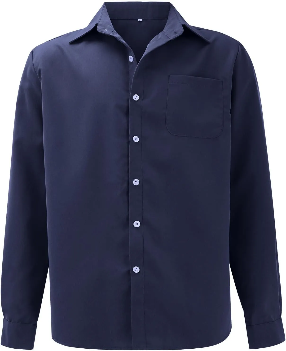 Button Down Shirt for Men Fashion Solid Lapel Long Sleeve Dress Shirts Casual Heavywegiht Untucked Blouse with Pocket
