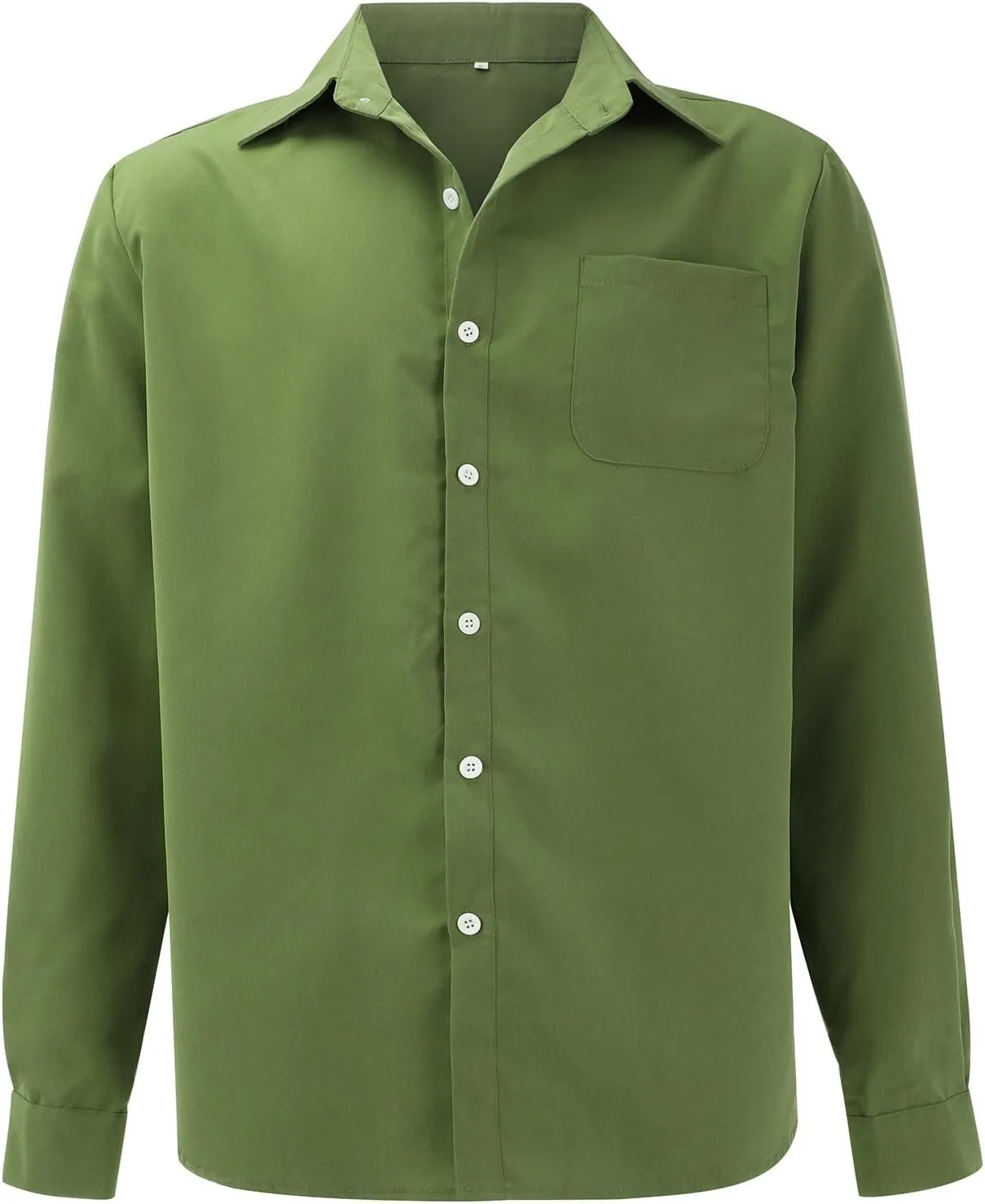 Button Down Shirt for Men Fashion Solid Lapel Long Sleeve Dress Shirts Casual Heavywegiht Untucked Blouse with Pocket
