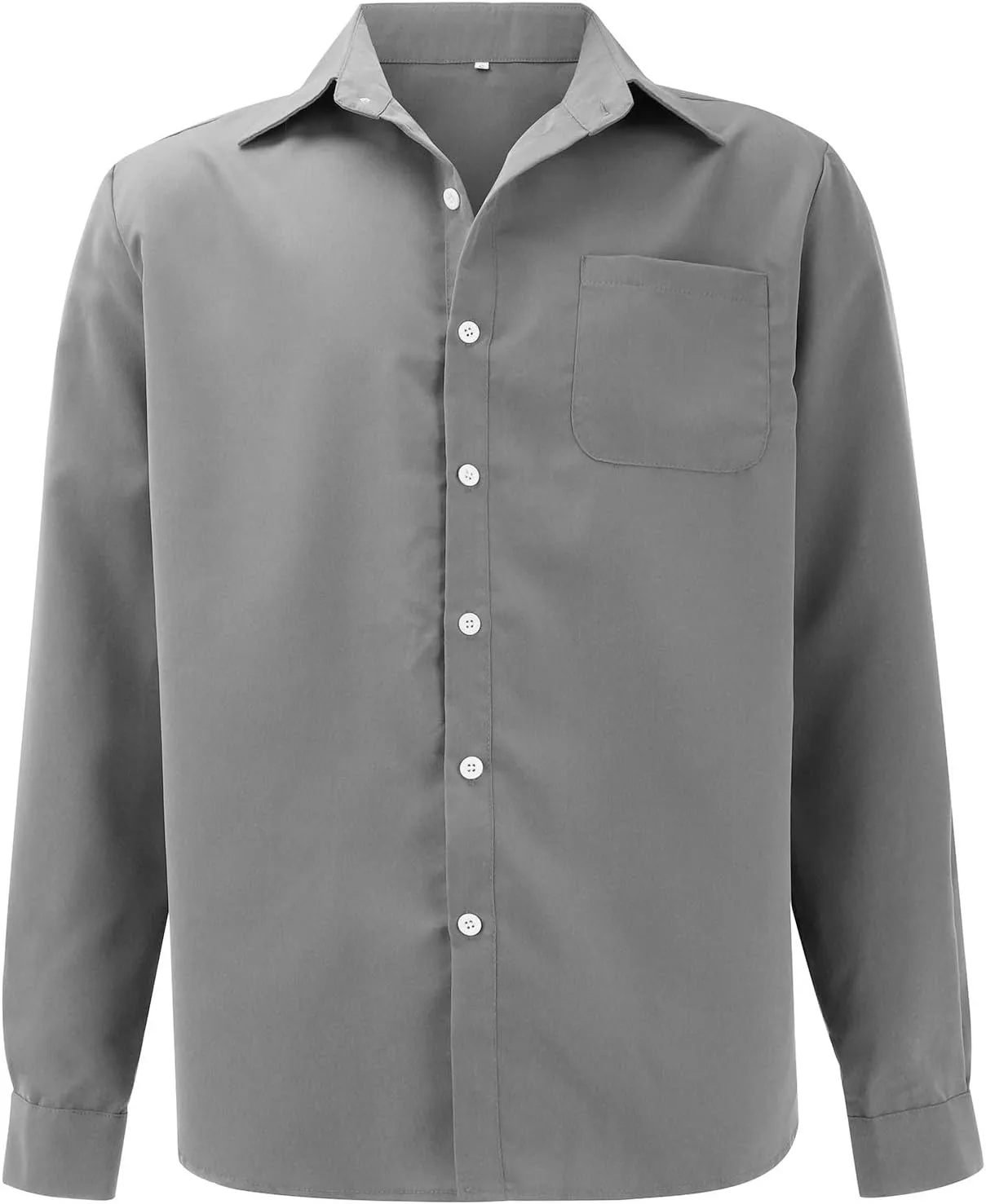 Button Down Shirt for Men Fashion Solid Lapel Long Sleeve Dress Shirts Casual Heavywegiht Untucked Blouse with Pocket