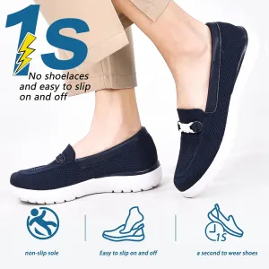 Buyrew Loafers for Women Comfort Slip On Walking Shoes Knit Dressy Comfortable Business Casual Work Flats