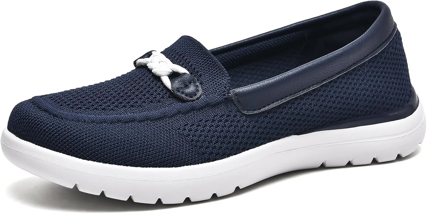 Buyrew Loafers for Women Comfort Slip On Walking Shoes Knit Dressy Comfortable Business Casual Work Flats