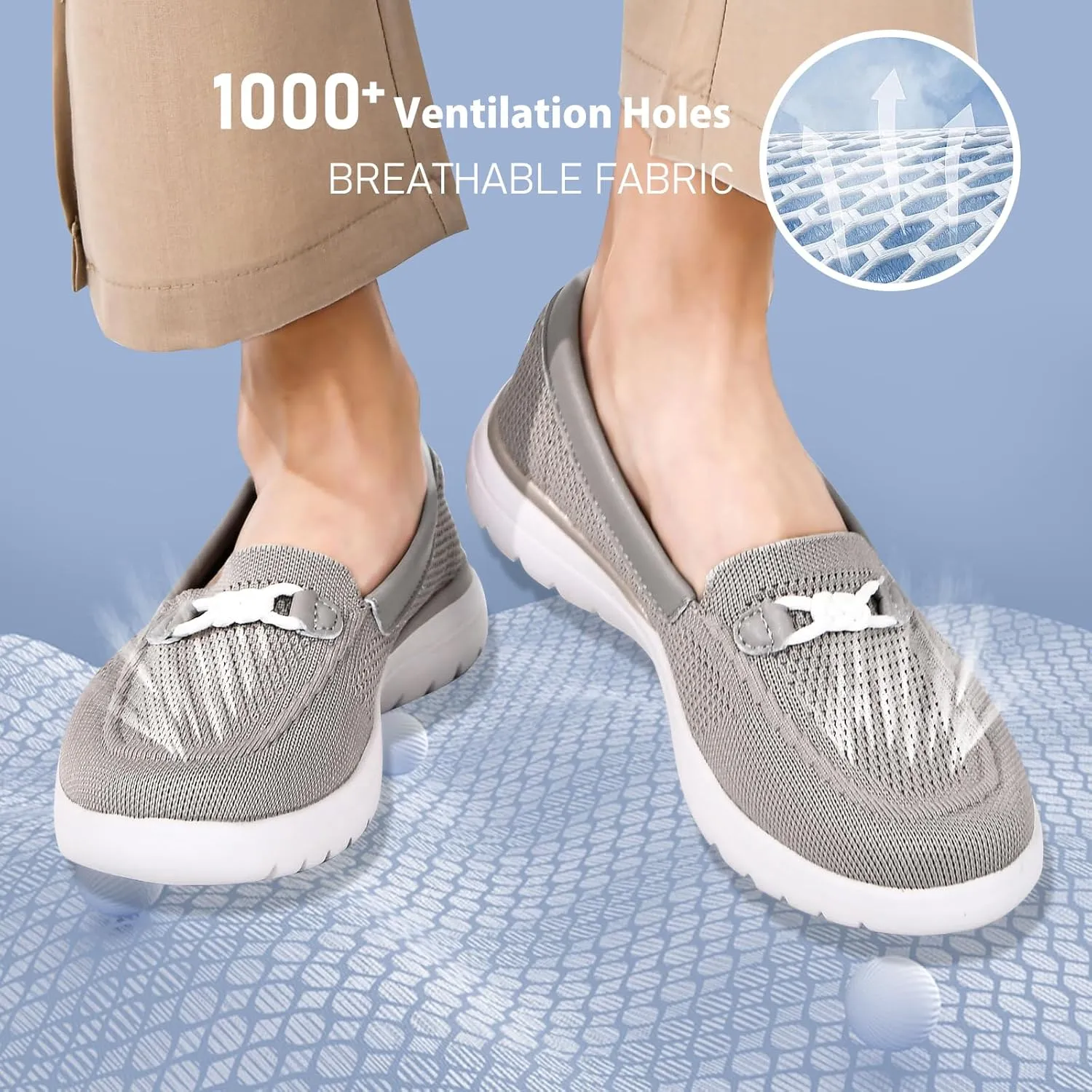 Buyrew Loafers for Women Comfort Slip On Walking Shoes Knit Dressy Comfortable Business Casual Work Flats