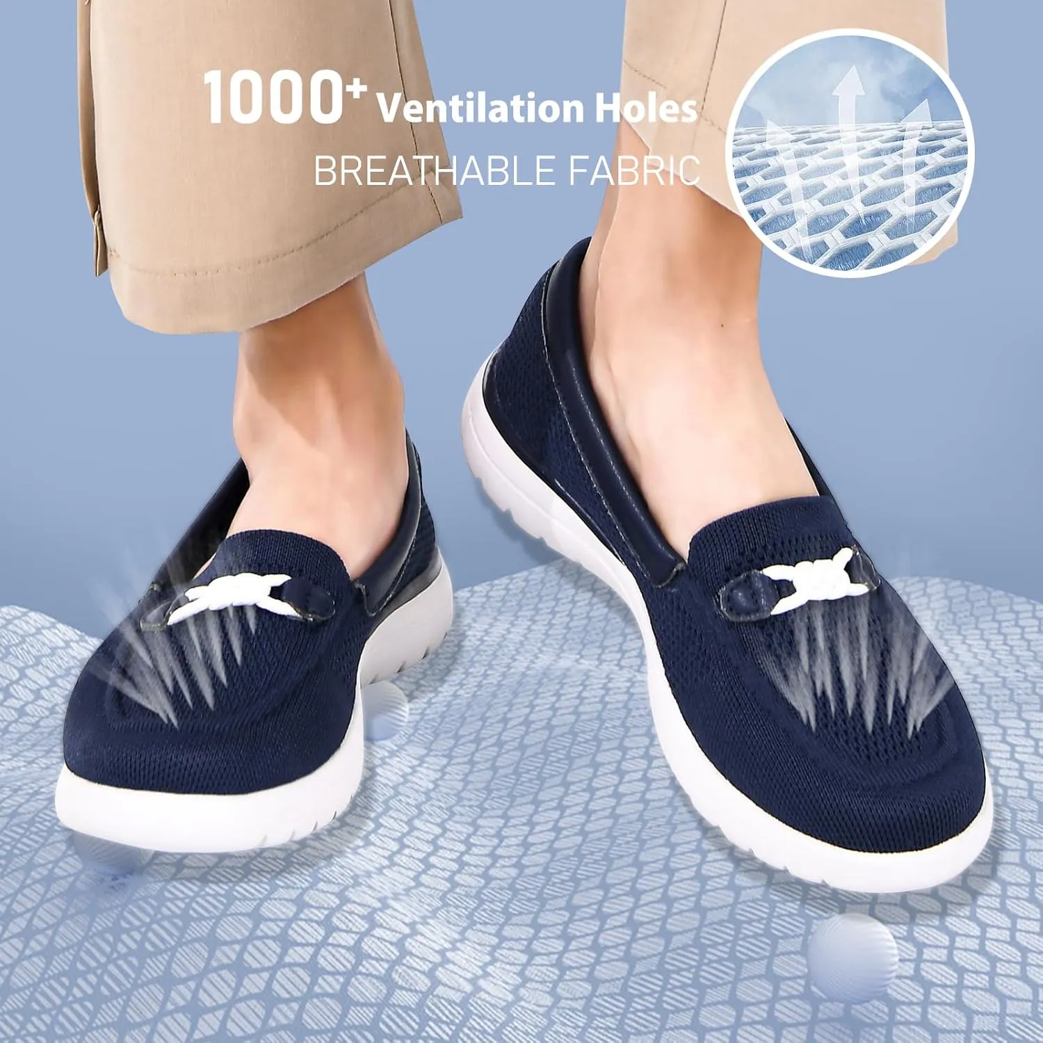 Buyrew Loafers for Women Comfort Slip On Walking Shoes Knit Dressy Comfortable Business Casual Work Flats