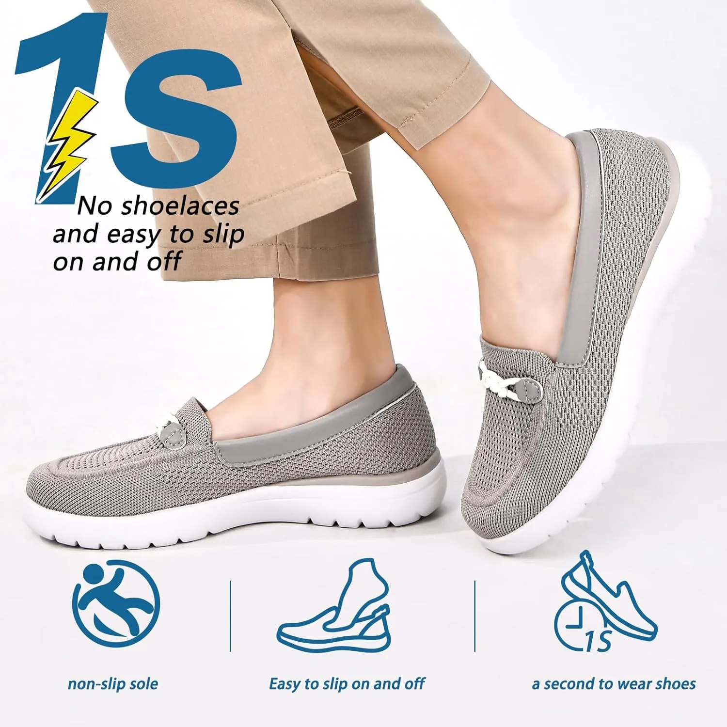 Buyrew Loafers for Women Comfort Slip On Walking Shoes Knit Dressy Comfortable Business Casual Work Flats