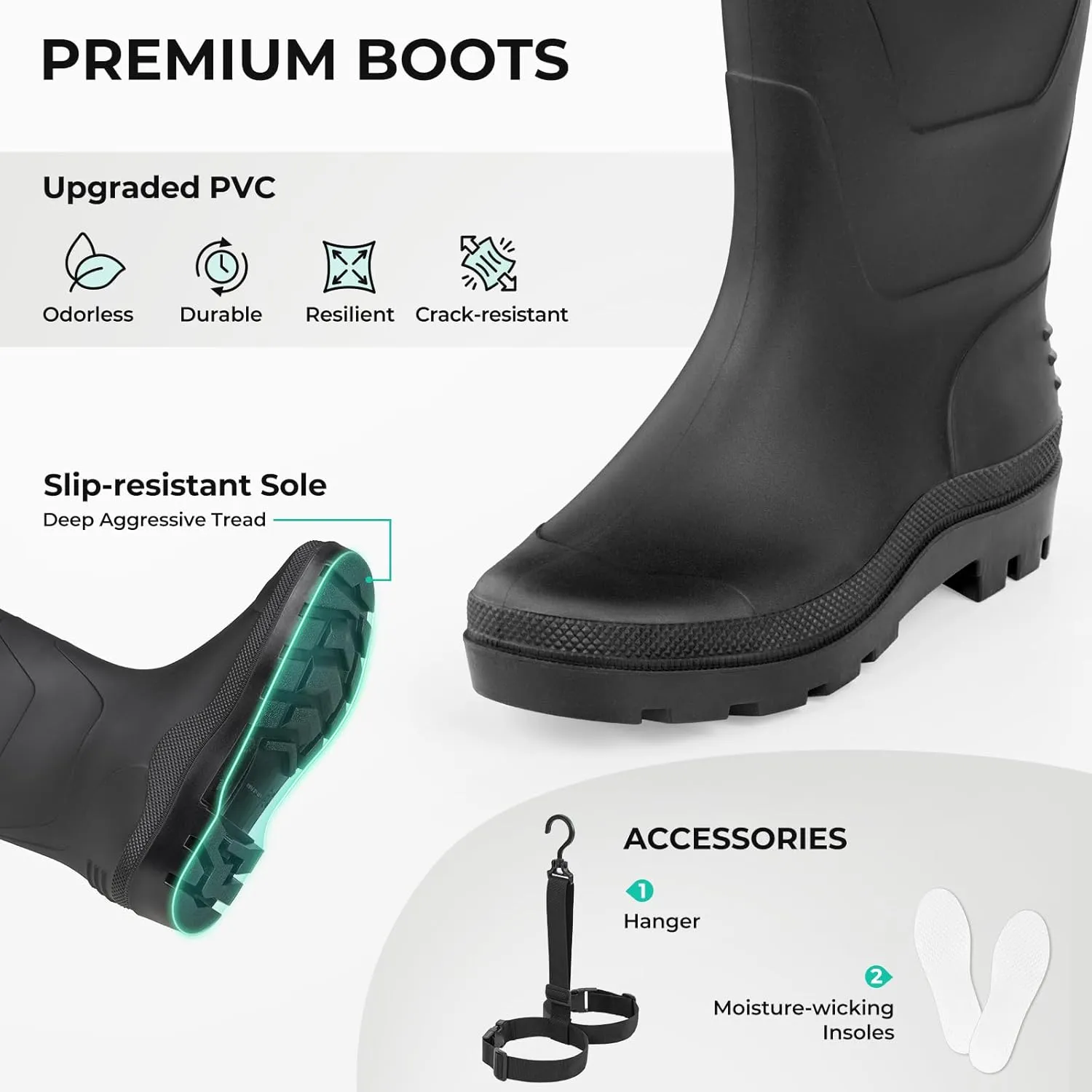 Calamus WaveWalker Fishing Waders for Men & Women, 100% Waterproof PVC Waders with Slip-Resistant Boots, Tear-Resistant Nylon