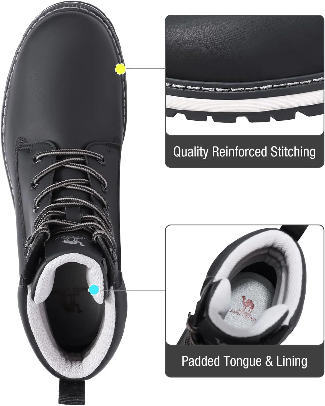 CAMEL CROWN Work Boots for Men Water-Resistant Soft Toe Non Slip, Comfortable Insulated Industrial Construction Boots
