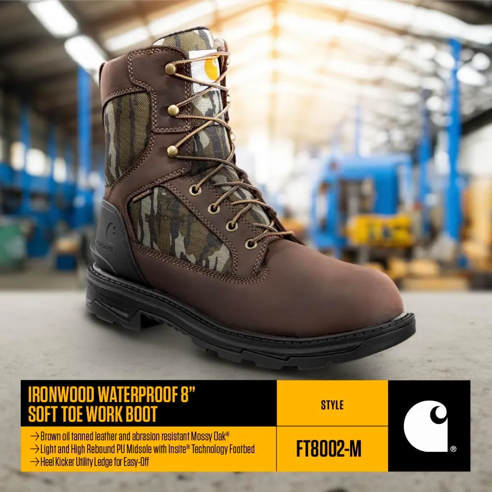 Carhartt Ironwood Waterproof Work Boots for Men - 8-inch, Reinforced Oil-Tanned Leather with Breathable Membrane, EH & Slip-Resistant Outsoles
