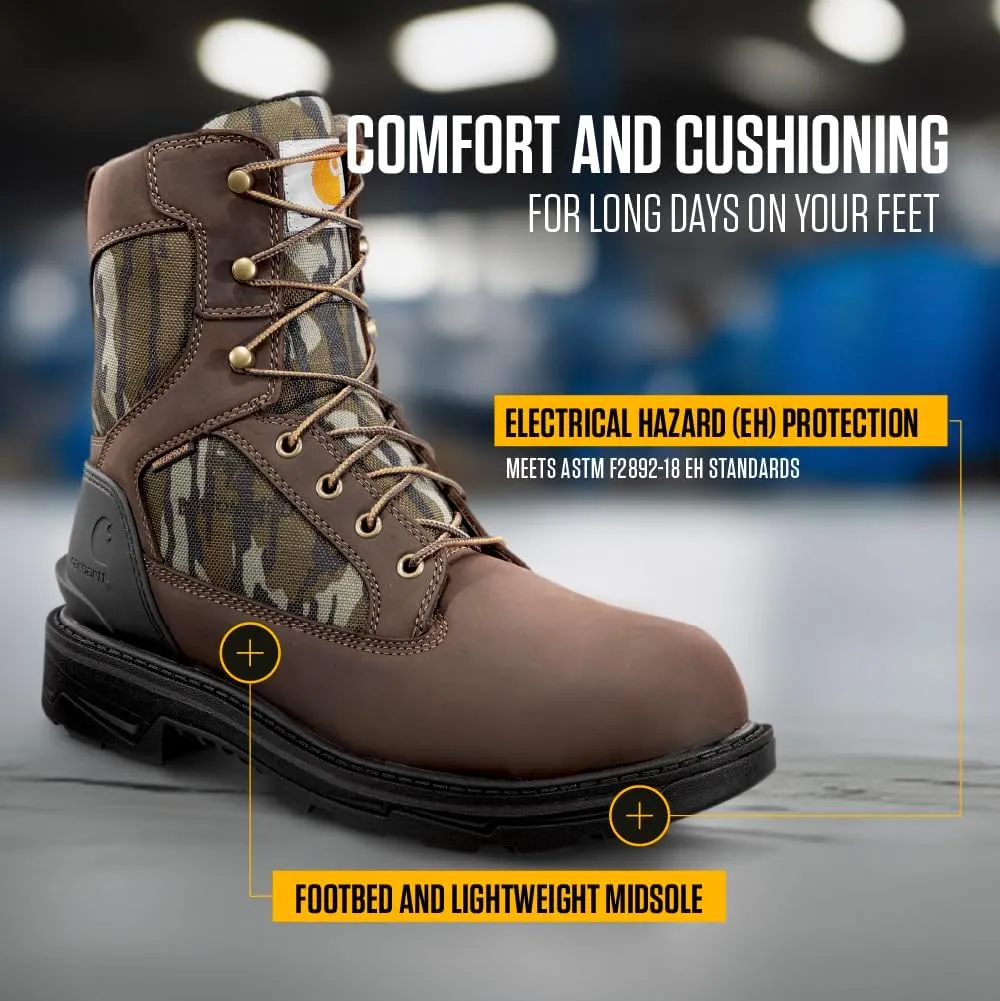 Carhartt Ironwood Waterproof Work Boots for Men - 8-inch, Reinforced Oil-Tanned Leather with Breathable Membrane, EH & Slip-Resistant Outsoles